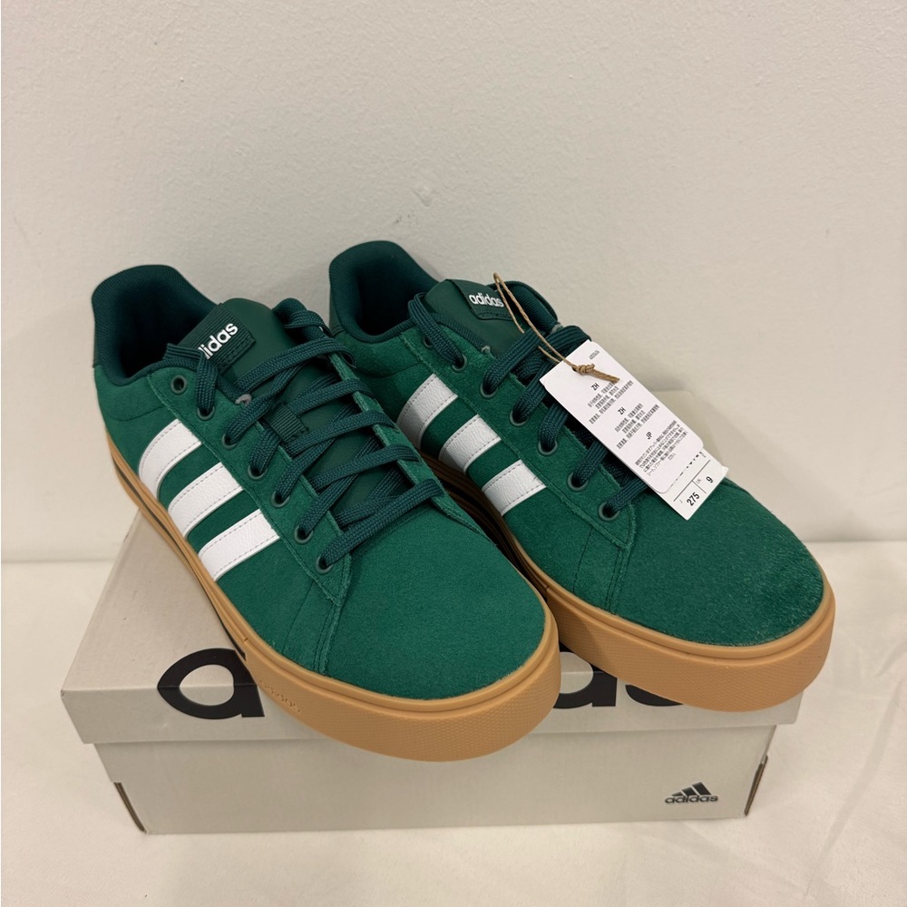 Adidas Men's Green and White Sneakers